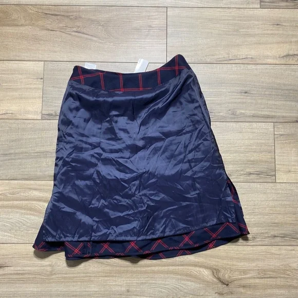 Brooks‎ Brothers Red Fleece Womens Plaid Wool Ruffle Front Skirt Size 2 Blue Red - Picture 12 of 13